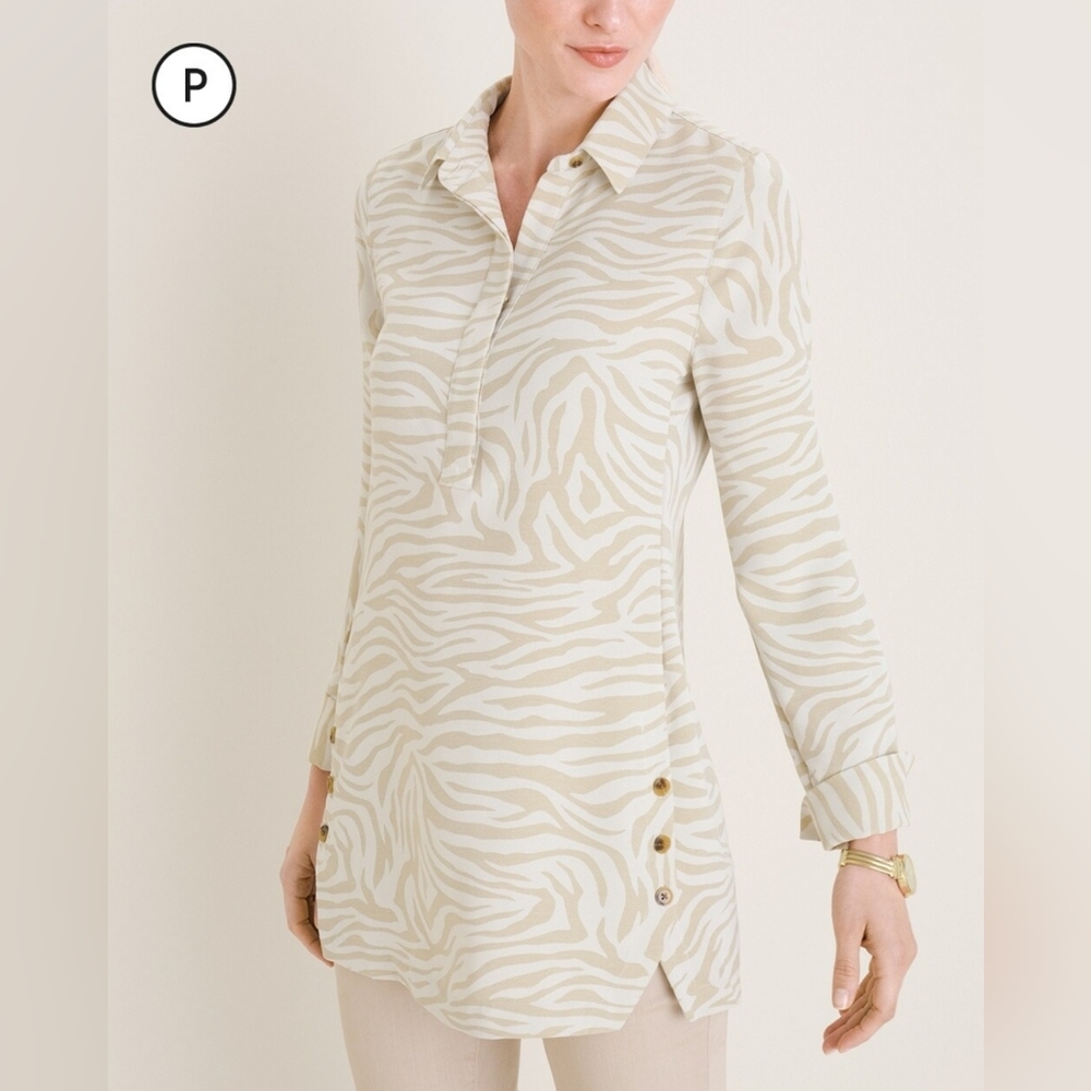 CHICOS LONGSLEEVE ZEBRA PRINT TOP  US SIZE 16/18